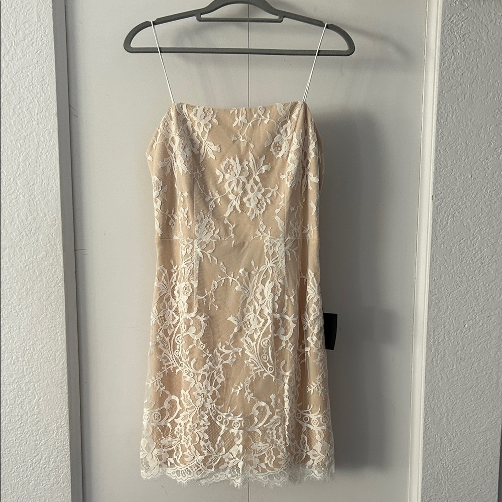 Lulu's Cream Lace Mini Dress